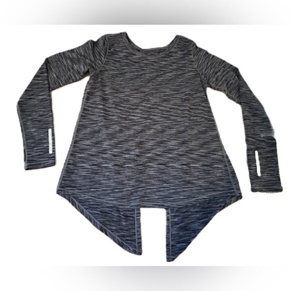 Zyia Tops Womens Medium Zyia Grey Split Back Long Sleeve Thumb Hole Reflective